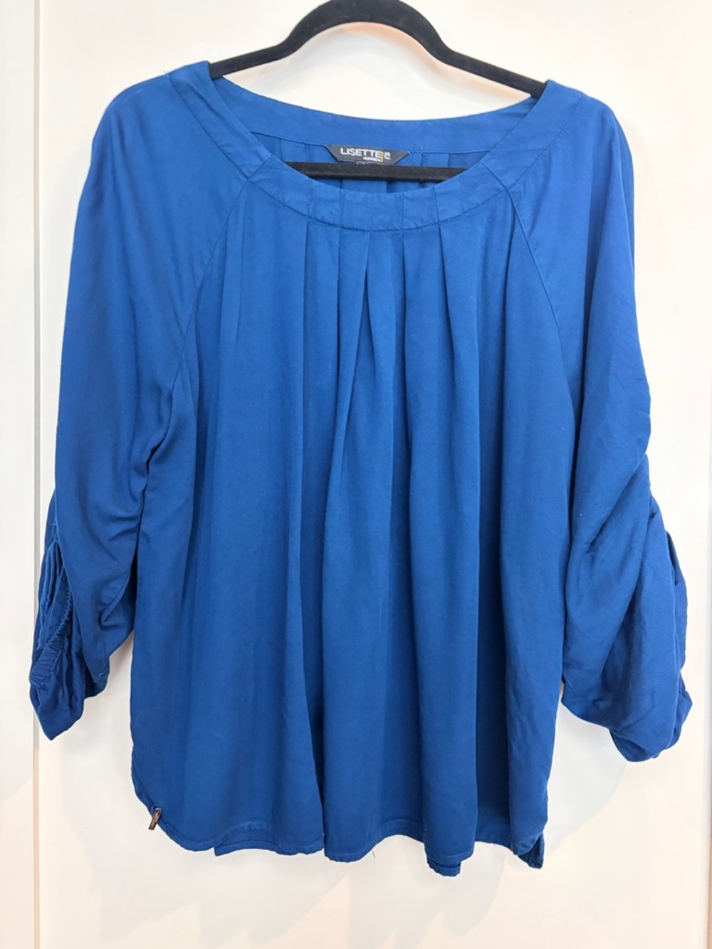 LISETTE Royal Blue Pleated Scoop Neck Blouse
